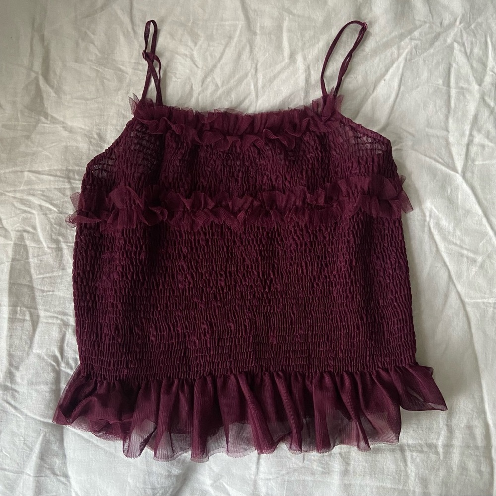 ASOS  Burgundy Sheer Top